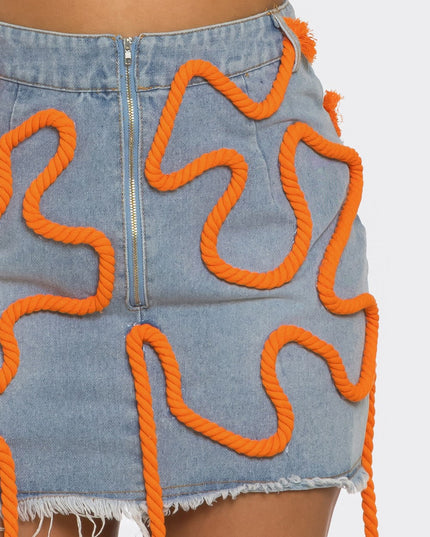Tangerine Trace Denim Skirt