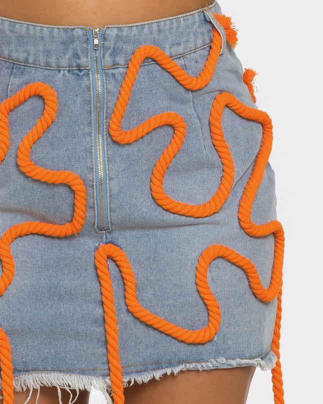 Tangerine Trace Denim Skirt