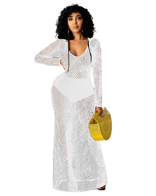 Hollowed Cover Long Skirt Bikini Swimwear Cover-up