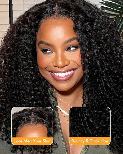 Junoda Burmese Curly Wave 5x5 Human Hair Lace Front Wigs With 200% Density Wear Go Wig Natural Hairline junoda