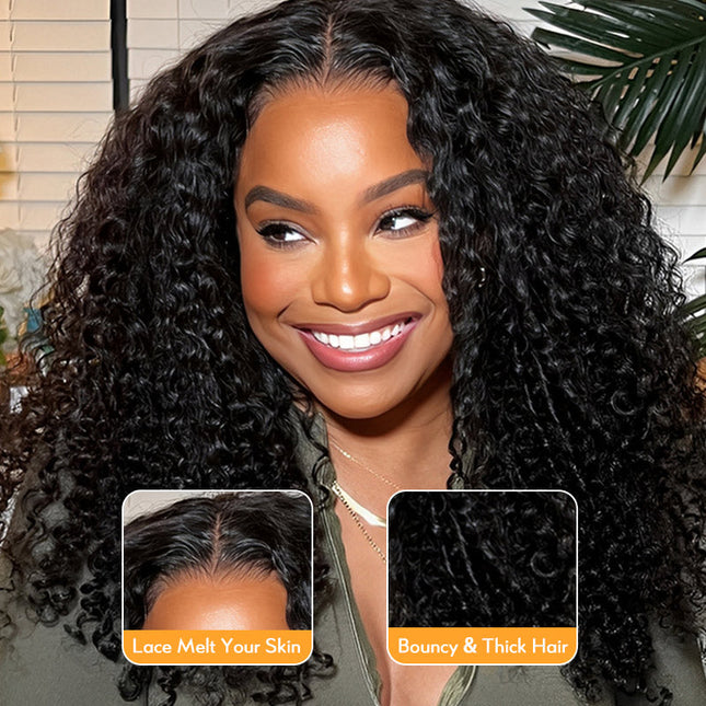 Junoda Burmese Curly Wave 5x5 Human Hair Lace Front Wigs With 200% Density Wear Go Wig Natural Hairline junoda