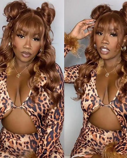 Omgjackiee Recommend Junoda Ginger Brown Color Bone Straight Human Hair Wigs Autumn Lace Front Closure Wig junoda