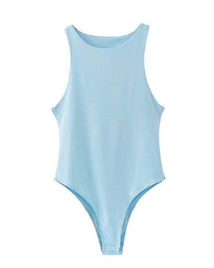 Monochrome Sexy One-shoulder Sleeveless Bodysuit