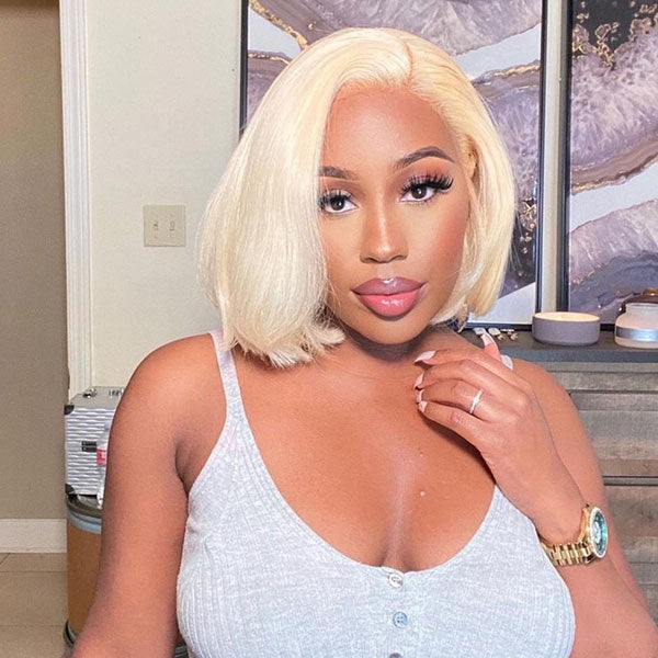 stephany andrea Recommend Junoda 613 Blonde Bob 13x4 Human Hair Lace Wig High Quality High Density junoda