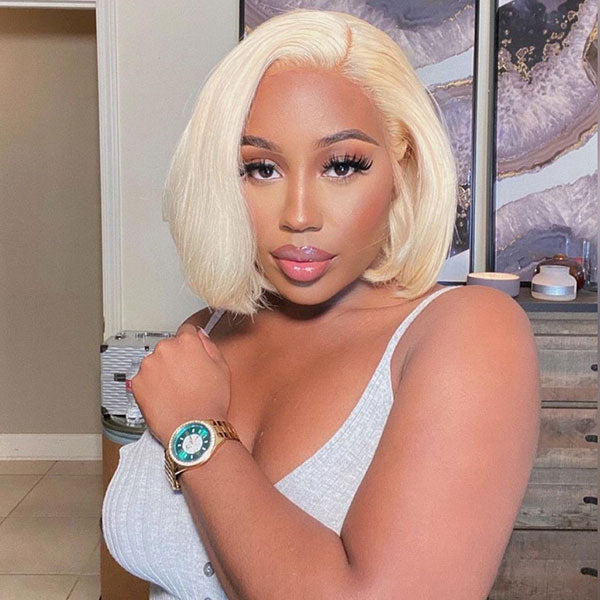 stephany andrea Recommend Junoda 613 Blonde Bob 13x4 Human Hair Lace Wig High Quality High Density junoda