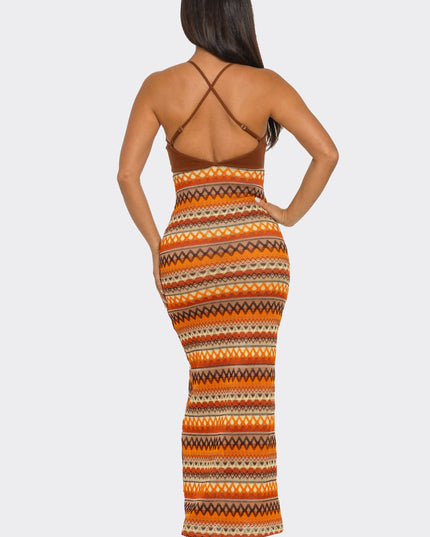 Paradise Dress- Brown/Multi