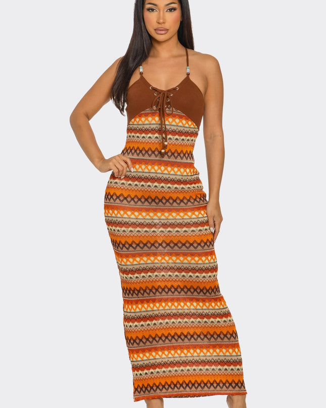Paradise Dress- Brown/Multi