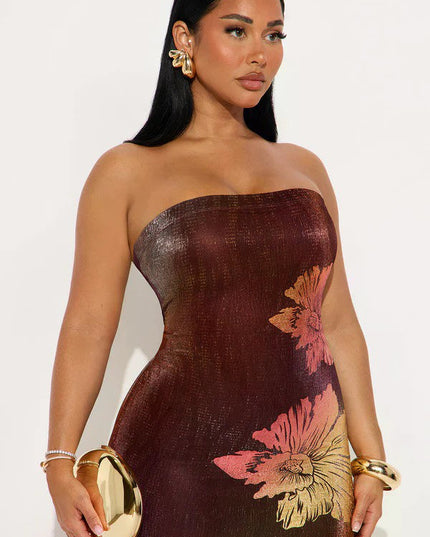 Get a Taste Dazzling Metallic Maxi Dress- Floral/Multi