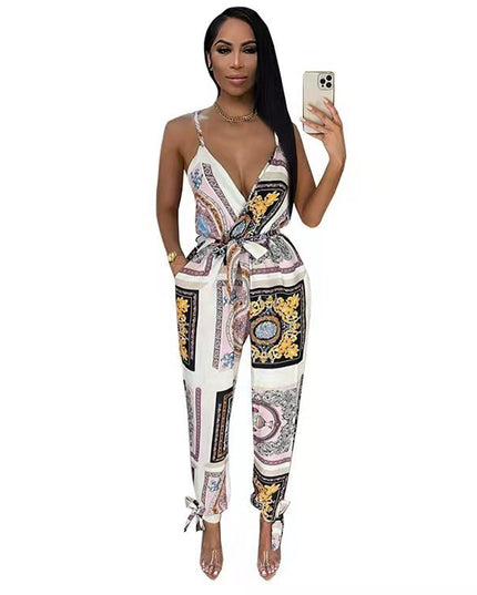 Women's Fashion Street Print Suspender Bodysuit