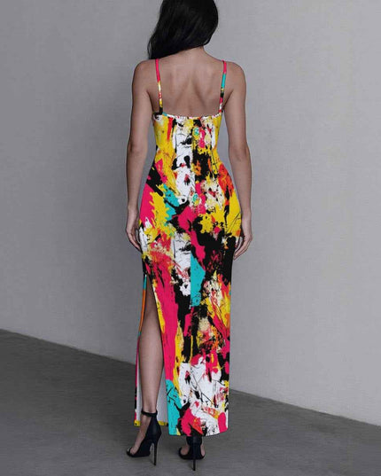 MUNSIEUR All-Over Print Women's Long Dress with Slit New Arrivals