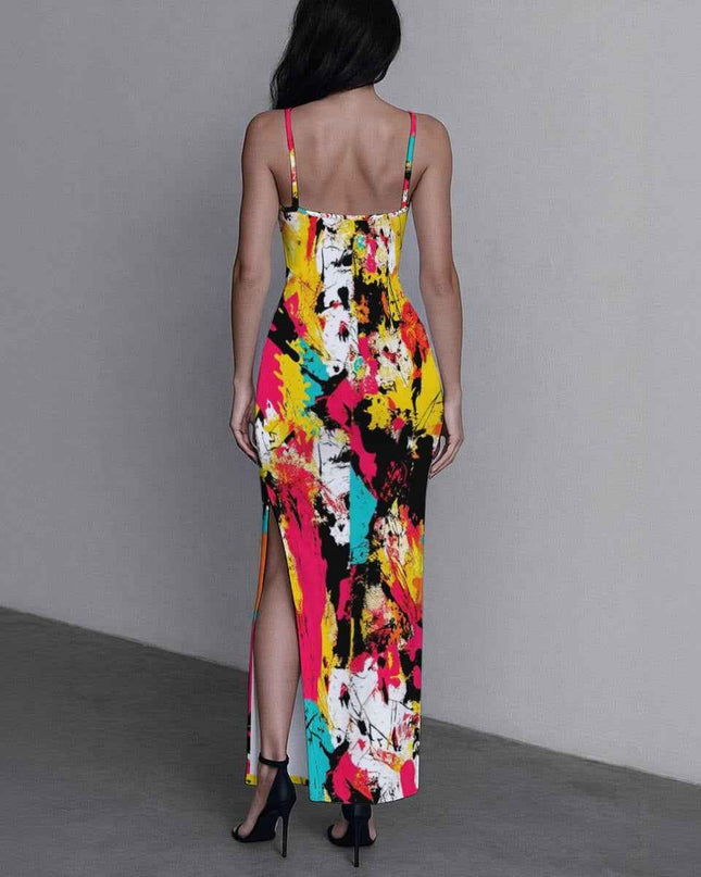 MUNSIEUR All-Over Print Women's Long Dress with Slit New Arrivals