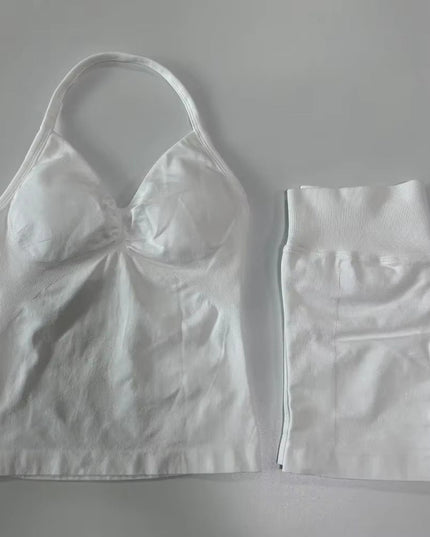 Fashionable Seamless Womens Fitness Shorts Set