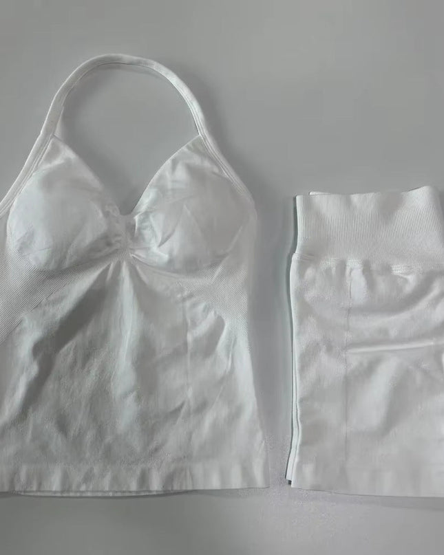 Fashionable Seamless Womens Fitness Shorts Set
