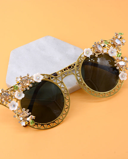 European and American exaggerated folding sunglasses for women, Baroque star street sunglasses, sunglasses for women