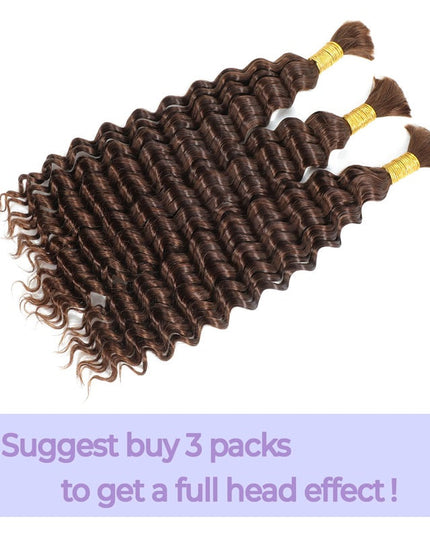 Junoda #4 Deep Wave Bulk Human Hair For Braiding Crochet Micro Boho Braids For Black Women junoda