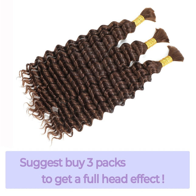 Junoda #4 Deep Wave Bulk Human Hair For Braiding Crochet Micro Boho Braids For Black Women junoda