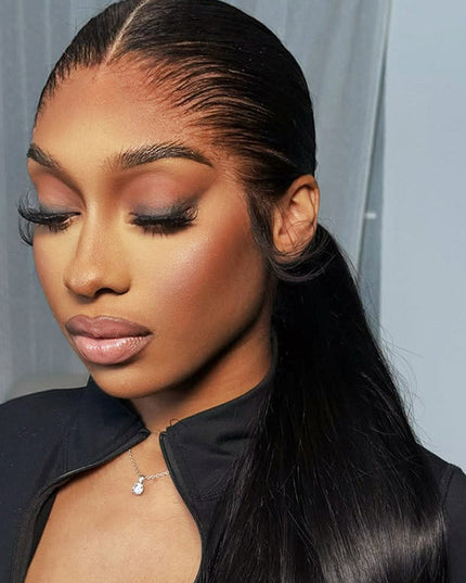 Natural Lagos Hairline Silk Straight 13x6 HD Transparent Lace Front Wig Human Hair No Glue Needed junoda