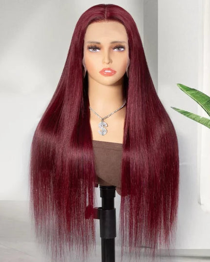 99J Color Burgundy Straight / Body Wave Wig Lace Front Wig Flash Sale junoda