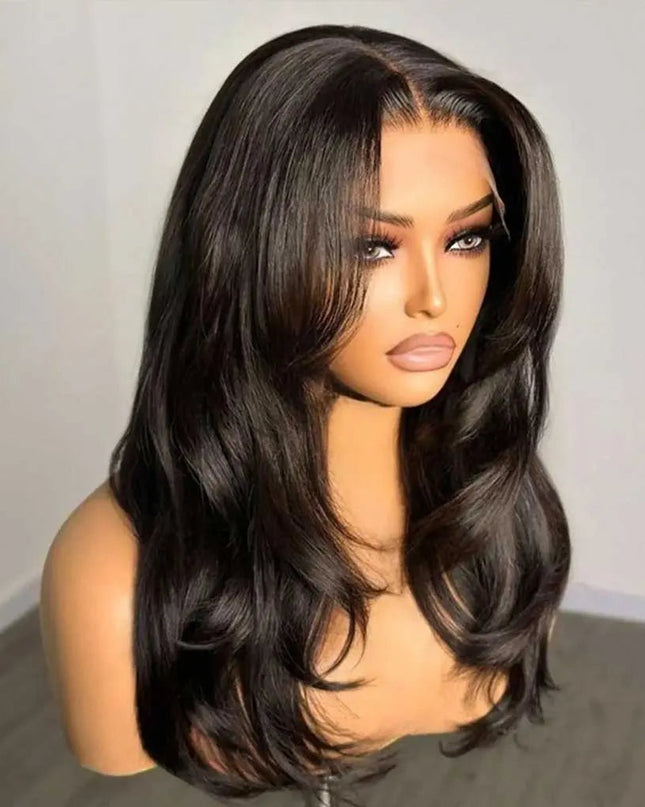 Butterfly Layered Cut Glueless 5×5 Lace Wig Ombre Brown Color Pre-Styled Human Hair Wig junoda
