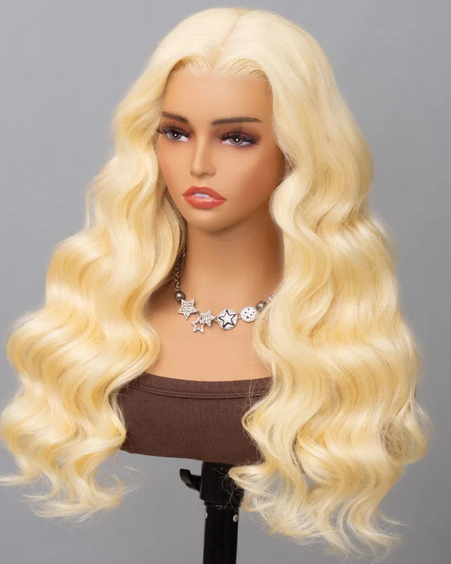 613 Blonde Straight Human Hair Lace Front Wigs Undetectable Lace Wig 180% Density junoda