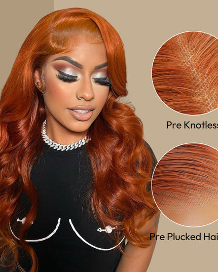 Ginger Copper Color 350# Color Wig Body Wave Pre-cut 5x5 13x4 Lace Wear & Go Wig High Density junoda