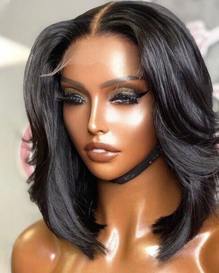 Layered Cut Bob Wig Glueless Pre-Cut Lace Closure Short Wig 100% Human Hair junoda