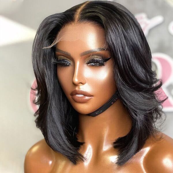 Layered Cut Bob Wig Glueless Pre-Cut Lace Closure Short Wig 100% Human Hair junoda