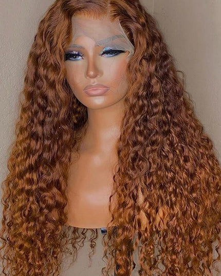 TikToker helovehimsumkatie Same Color 30 Water Wave Wig Ginger Brown Wet And Wavy Human Hair Lace Front Wig Junoda junoda
