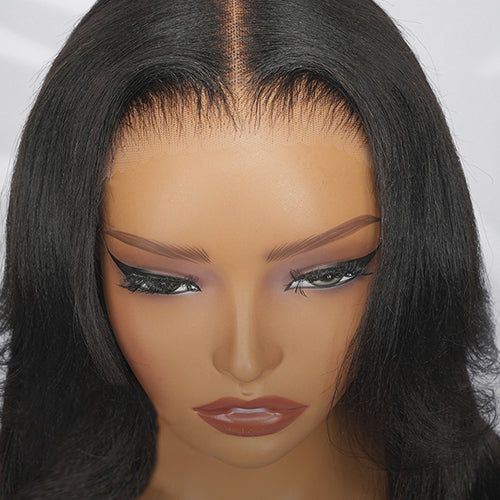 Pre-Layered Wig With Light Yaki Straight Texture 6x5 Lace Short Bob Wig For Beginner Friendly Glueless Human Hair junoda