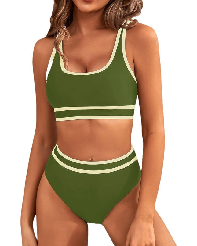 Bikini Tight-fitting Solid Color Swimsuit For Women