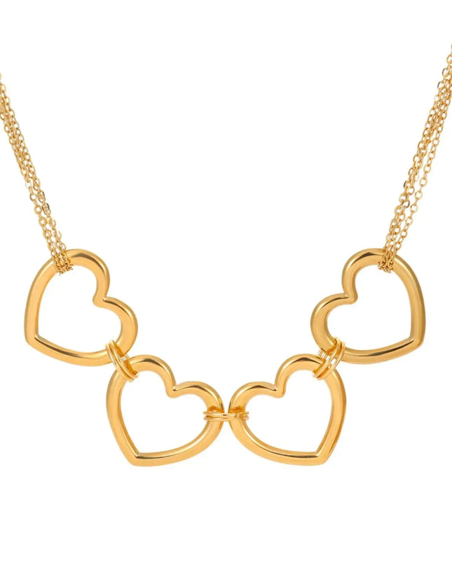 18K Gold-Plated Linked Heart Statement Necklace