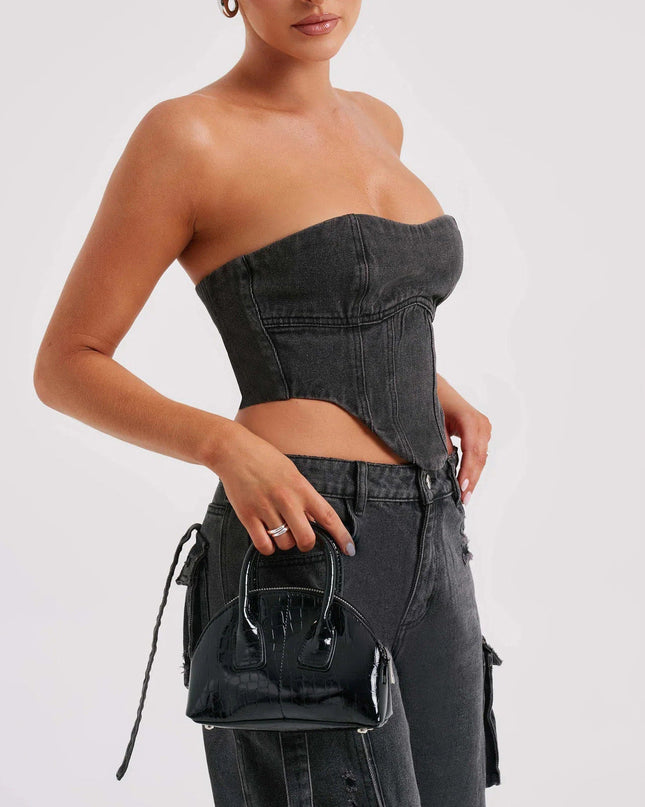Tube Top And Pocket Stitching Jeans Pants