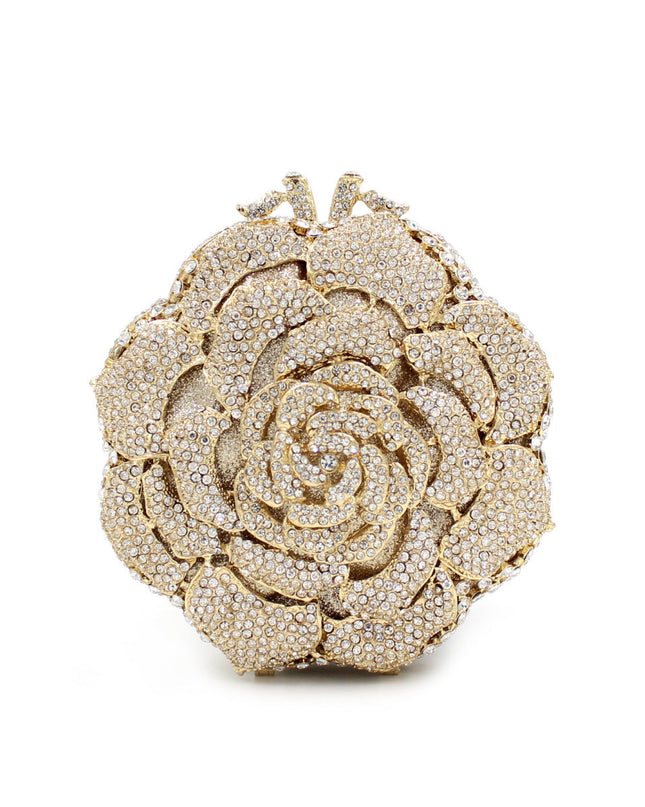 Women's Rose Rhinestone Bag Hollow Clutch