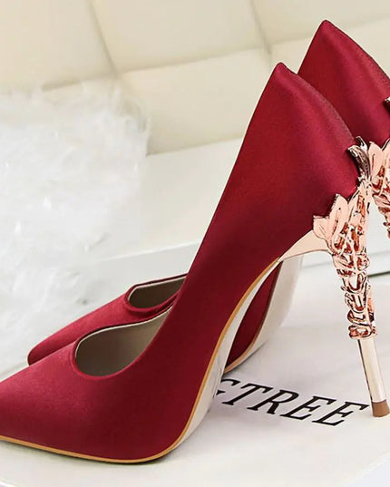 White Satin High Heels for Women - Stylish Pointed Shoes