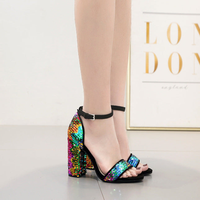 Colored sequins with sandals