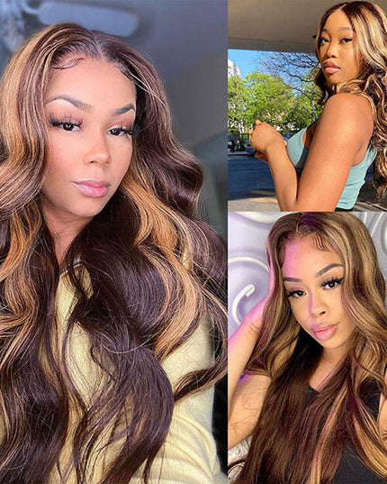 Junoda Hair Highlight Body Wave Lace Front Human Hair Wig Brazilian Remy Hair junoda