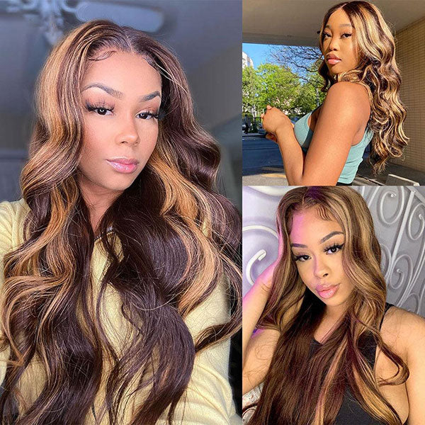 Junoda Hair Highlight Body Wave Lace Front Human Hair Wig Brazilian Remy Hair junoda