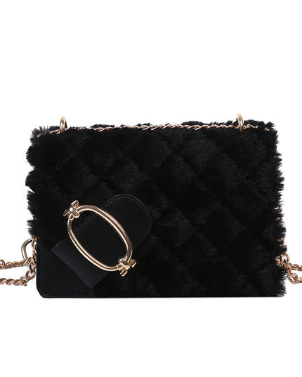 Soft Plush Ladies Square Messenger Bag Winter Female Bag Lady Designer Handbag Chain Shoulder Messenger Bag