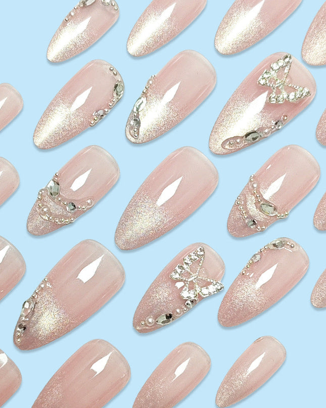 Butterfly Nail Sticker Hot Girl Cat Eye Diamond Wearing Armor