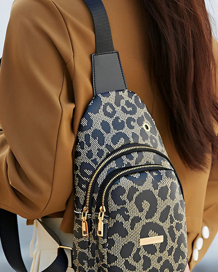Leopard Print PU Sling Bag