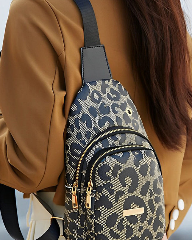 Leopard Print PU Sling Bag