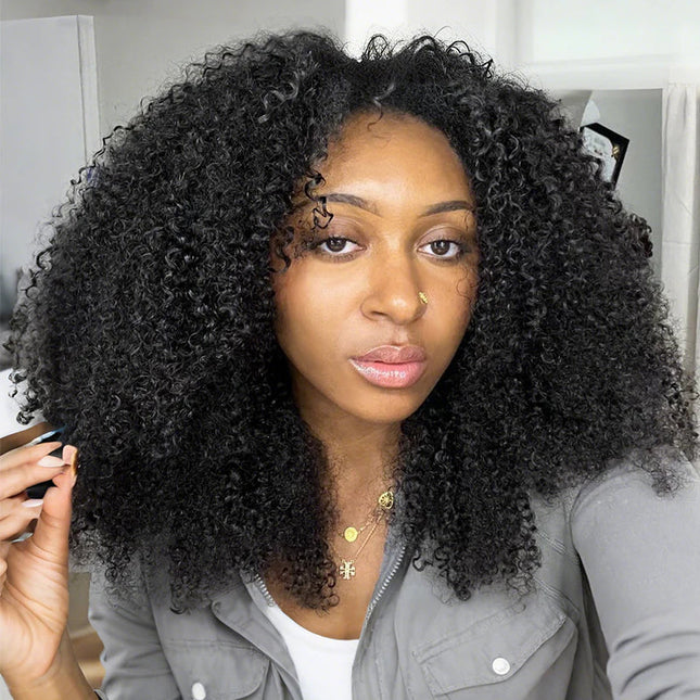 Afro Curly Drawstrings Wig Real Hairline Invisi Fit Strap Flip Over Wig junoda