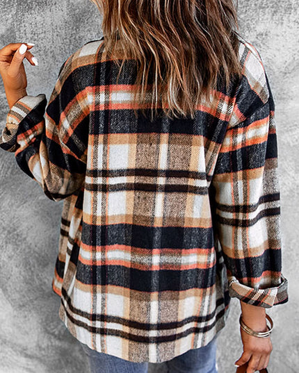 Multicolor Plaid Casual Button Up Flannel Shacket Anytime