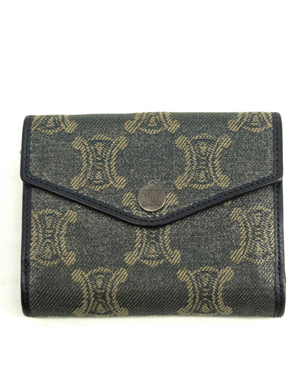 Celine Triomphe Canvas Blue and Grey Fine Strap Wallet #3962