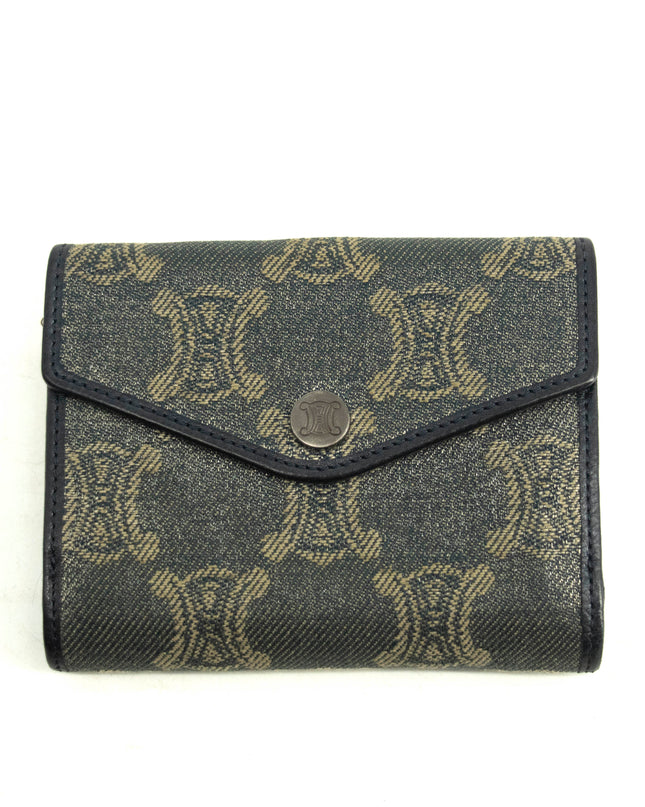 Celine Triomphe Canvas Blue and Grey Fine Strap Wallet #3962