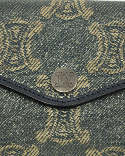 Celine Triomphe Canvas Blue and Grey Fine Strap Wallet #3962