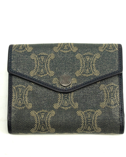 Celine Triomphe Canvas Blue and Grey Fine Strap Wallet #3962