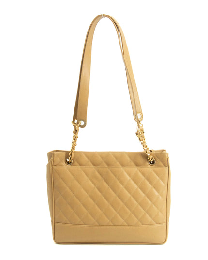 Chanel Beige Caviar Skin Quilted Matelase Shoulder Bag #3971
