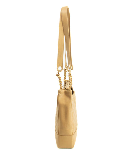 Chanel Beige Caviar Skin Quilted Matelase Shoulder Bag #3971