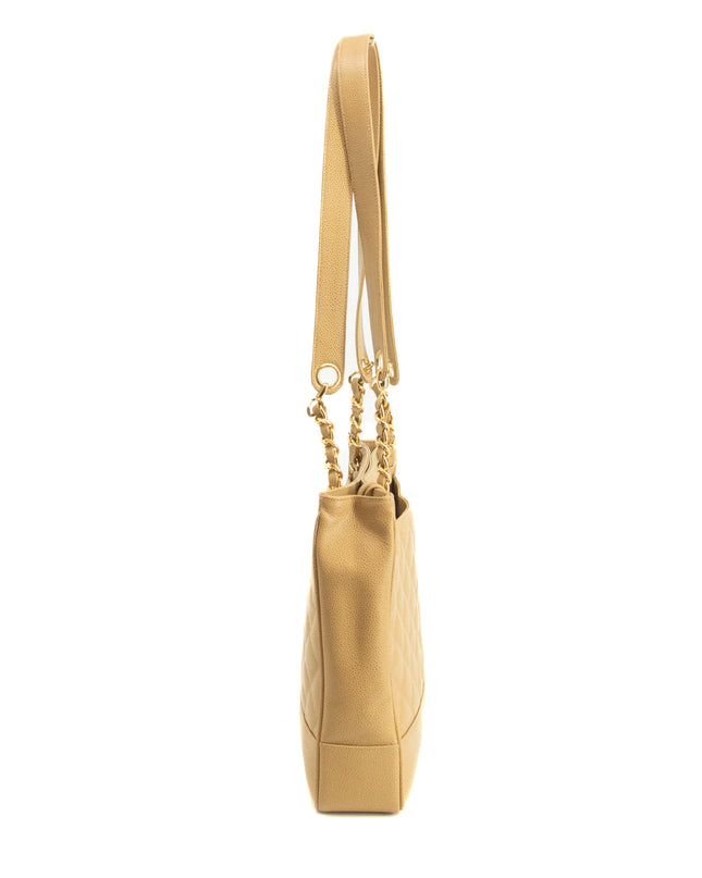 Chanel Beige Caviar Skin Quilted Matelase Shoulder Bag #3971